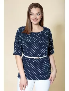Блузка 3419 синий горох