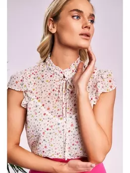 Блузка 4006 молочный/принт яркие цветы