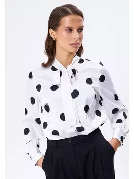 Блузка 4013 белый в горох