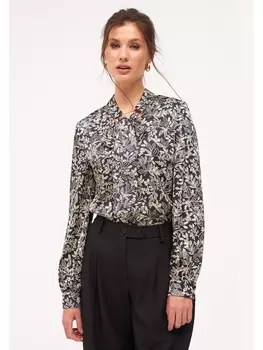 Блузка 4015 черный с принтом