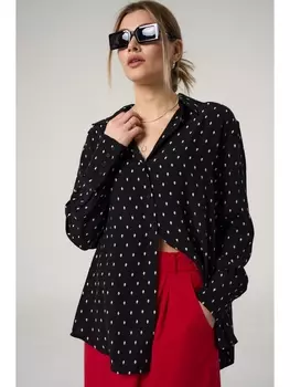 Блузка 4468 черный в мелкий рисунок