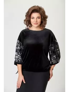 Блузка 5301 черный с серебром