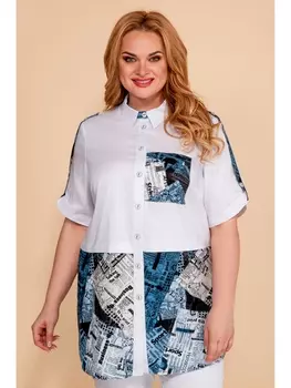 Блузка 543/1 бело-синий