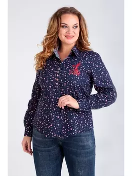 Блузка 62301- т.синий цветы