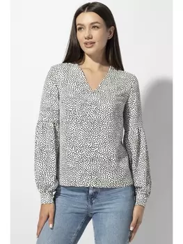 Блузка 659 молочный в горошек