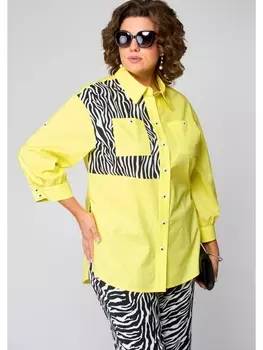 Блузка 7080-1 желтый+принт зебра