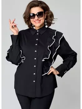 Блузка 7136-1 черный+белое кружево