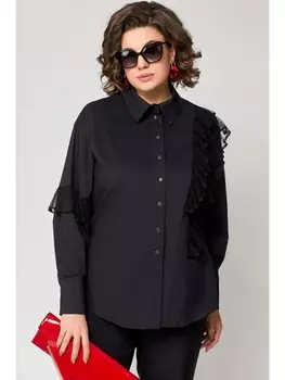 Блузка 7136-1 черный+кружево