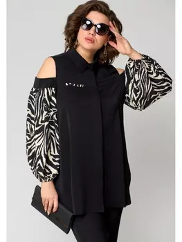 Блузка 7245-1 черный+принт