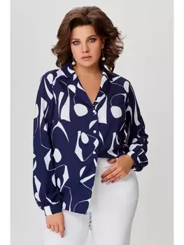 Блузка 772 синий в молочный принт