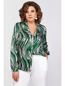Блузка 783 зеленый в бежевые разводы