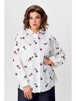 Блузка 784 белый, тюльпаны