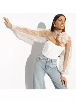 Блузка Деловой взгляд (нежная, с брошкой)