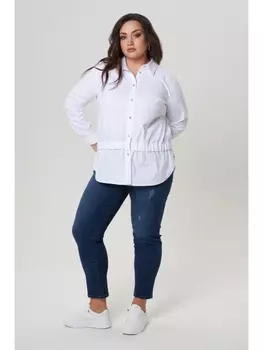 Блузка Хлопковая белая рубашка с кулиской арт.3403