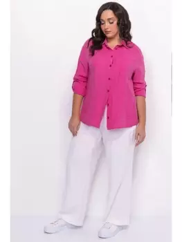 Блузка Льняная рубашка арт.3252 фуксия