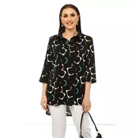 Блузка Рубашка "Флорида" (черная) Б2235