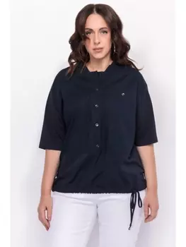 Блузка Тёмно-синяя блуза с кулиской по низу 3279
