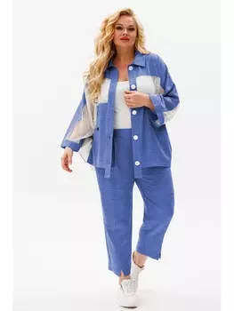 Брючные костюмы 1091 голубой меланж