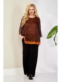 Брючные костюмы 1099.3 терракот/черный