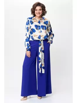 Брючные костюмы 1113-1 василек+белый