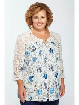 Брючные костюмы 1114-синий+белый