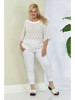 Брючные костюмы 1133 молочный/белый