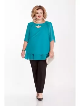 Брючные костюмы 1154 бирюза+черный