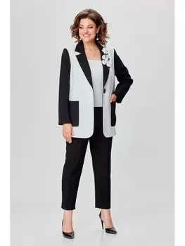 Брючные костюмы 1161 черный+белый