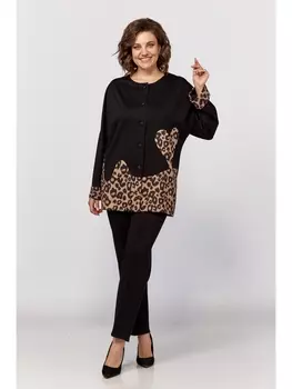 Брючные костюмы 1205 черный+леопард
