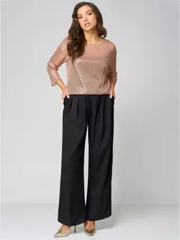 Брючные костюмы 1226 черно-персиковый