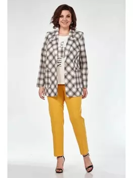 Брючные костюмы 1229 клетка+желтый