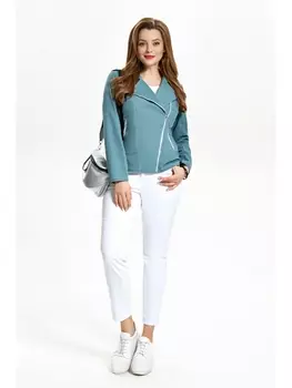 Брючные костюмы 1251 бирюзовый+белый