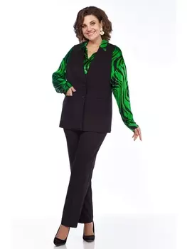 Брючные костюмы 1255 чёрный с зелёным