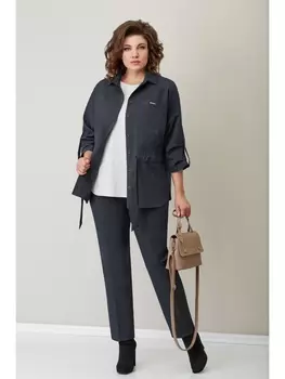 Брючные костюмы 1304 графит, молочно-белый