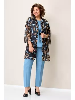 Брючные костюмы 1327 бежево-голубой