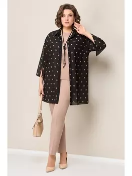 Брючные костюмы 1327 черно-бежевый