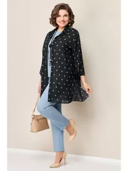 Брючные костюмы 1327 черно-голубой