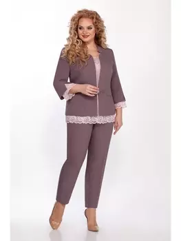 Брючные костюмы 1338/1 кофейный с пудрой