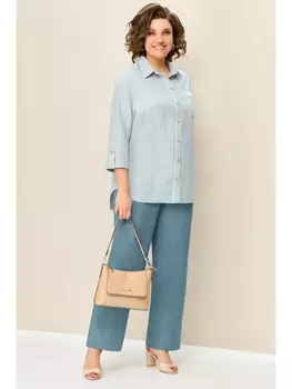 Брючные костюмы 1346 бирюзово-голубой