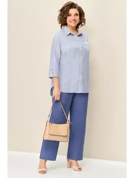 Брючные костюмы 1346 голубой джинсовый