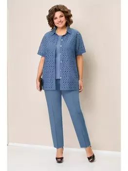 Брючные костюмы 1353 голубой джинсовый