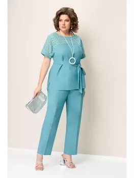 Брючные костюмы 1356 бирюзово-голубой
