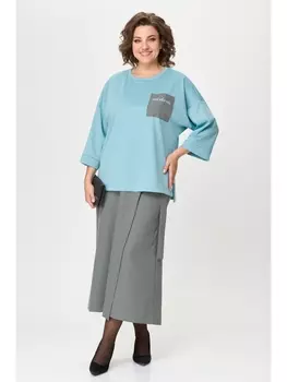 Брючные костюмы 1362/1 голубой, клетка