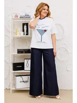 Брючные костюмы 1368 белый, синий