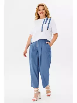 Брючные костюмы 1370 синий, белый