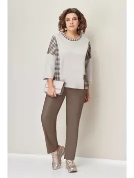 Брючные костюмы 1373 коричнево-бежевый