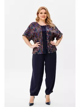 Брючные костюмы 1378 синий, мультколор