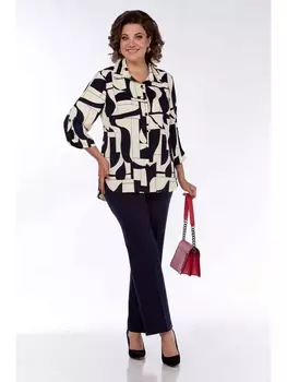 Брючные костюмы 1421/1 молочно-синий