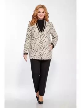 Брючные костюмы 1423 молоко с черным