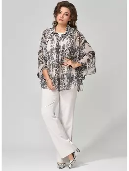 Брючные костюмы 1428 хаки-молочный